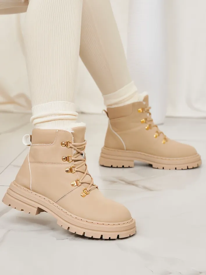 Trapery|Botki Z Delikatnym Ociepleniem^Royalfashion Beżowe trapery damskie Develier beżowy