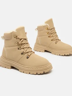 Trapery|Botki Z Delikatnym Ociepleniem^Royalfashion Beżowe trapery damskie Develier beżowy