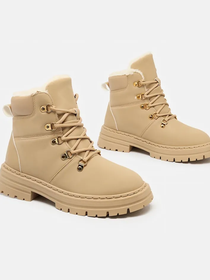 Trapery|Botki Z Delikatnym Ociepleniem^Royalfashion Beżowe trapery damskie Develier beżowy