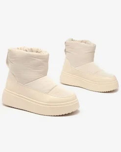 Śniegowce|Botki Z Grubym Ociepleniem^Royalfashion Beżowe wsuwane śniegowce damskie Maderta beżowy