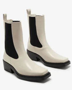 Botki Z Delikatnym Ociepleniem|Botki Na Słupku^Royalfashion Beżowe wsuwane damskie wysokie botki Darran beżowy