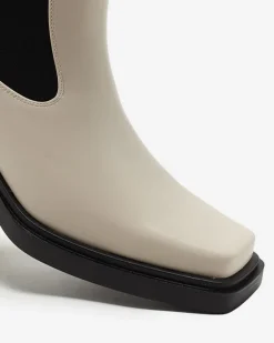 Botki Z Delikatnym Ociepleniem|Botki Na Słupku^Royalfashion Beżowe wsuwane damskie wysokie botki Darran beżowy