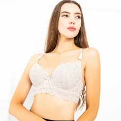 Codzienne^Royalfashion damski biustonosz z paskami beżowy