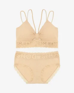 Komplety Bielizny^Royalfashion damski komplet bielizny z koronką beżowy