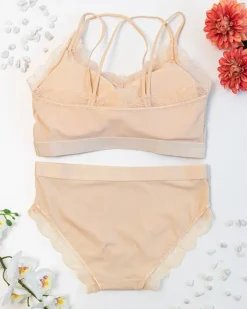 Komplety Bielizny^Royalfashion damski komplet bielizny z koronką beżowy