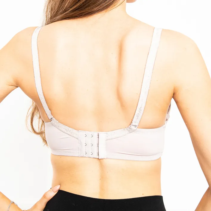 Codzienne^Royalfashion usztywniany biustonosz z koronką beżowy