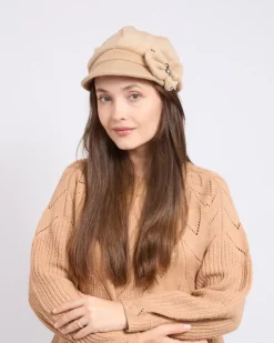 Czapki I Kapelusze^Royalfashion Beret damski z kokardką Camel