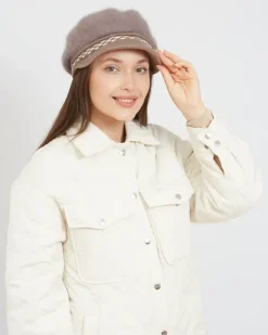 Czapki I Kapelusze^Royalfashion Beret damski z daszkiem jasny brązowy