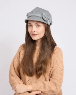 Czapki I Kapelusze^Royalfashion Beret damski z kokardką Jasny szary
