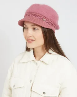 Czapki I Kapelusze^Royalfashion Beret damski z daszkiem różowy