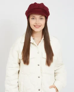 Czapki I Kapelusze^Royalfashion Beret damski z daszkiem czerwony