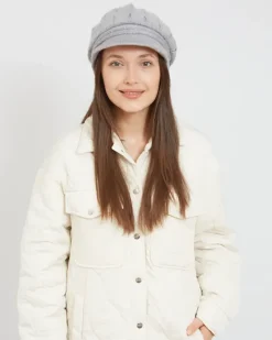 Czapki I Kapelusze^Royalfashion Beret damski z daszkiem Jasny szary