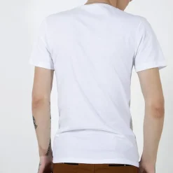 Bluzki^Royalfashion Biała bawełniana koszulka męska z printem biały