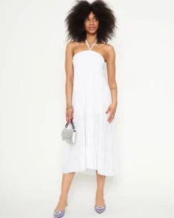 Sukienki Letnie|Sukienki Długie^Royalfashion Biała sukienka midi PLUS SIZE biały