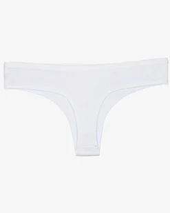 Stringi^Royalfashion Białe bawełniane damskie majtki typu stringi z napisem biały