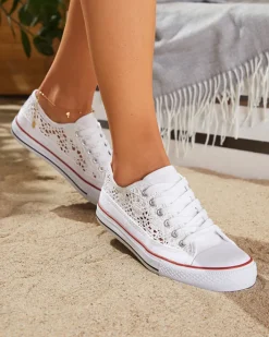 Trampki^Royalfashion Białe damskie ażurowe trampki Tareni biały
