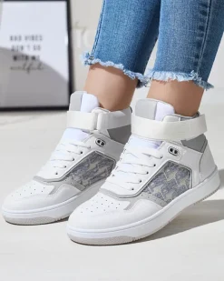 Sneakersy^Royalfashion Białe damskie wysokie sneakersy sportowe Xosa biały