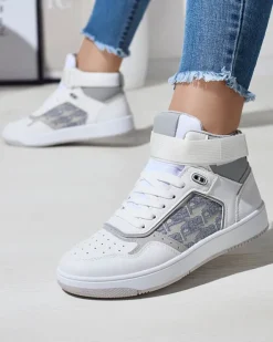 Sneakersy^Royalfashion Białe damskie wysokie sneakersy sportowe Xosa biały