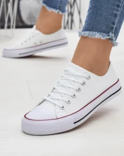 Trampki^Royalfashion Białe damskie klasyczne sznurowane trampki Ogisa biały