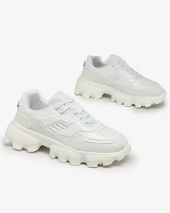 Sportowe^Royalfashion Białe tkaninowe sportowe sneakersy męskie Lamkim biały