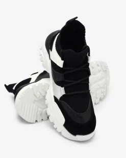 Bieganie, Ćwiczenia I Trening|Sneakersy^Royalfashion Biało- czarne sportowe sneakersy damskie Ziragga czarny