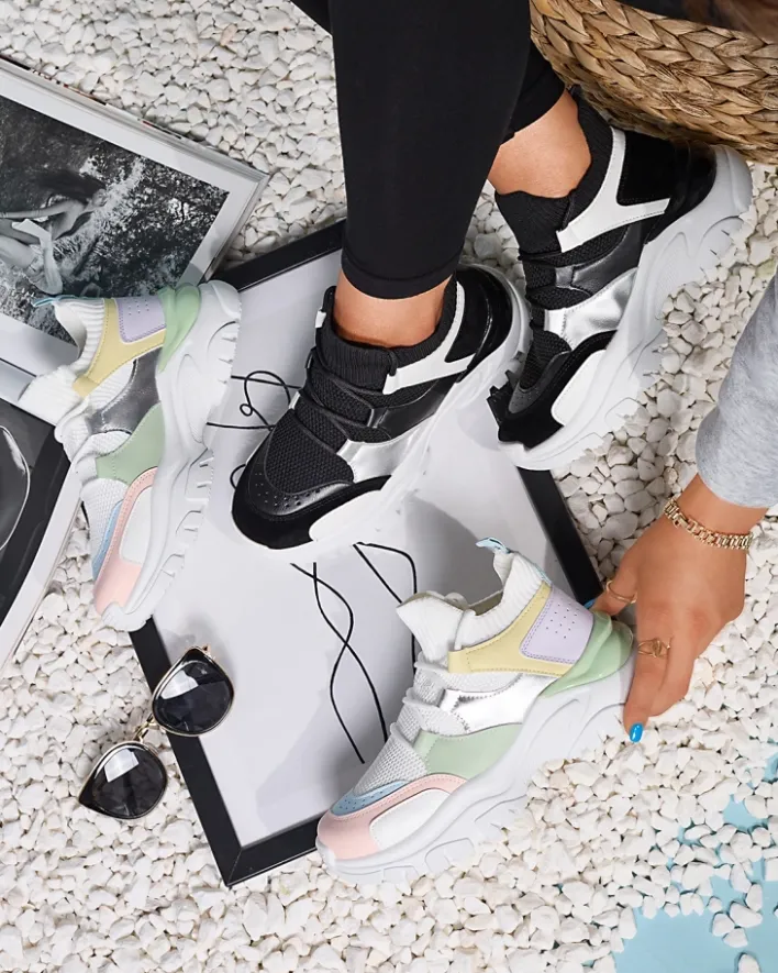 Bieganie, Ćwiczenia I Trening|Sneakersy^Royalfashion Biało- czarne sportowe sneakersy damskie Ziragga czarny