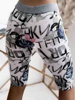 Spodenki 3/4|Krótkie Spodenki^Royalfashion Biało- niebieskie spodenki damskie 3/4 z printem biały