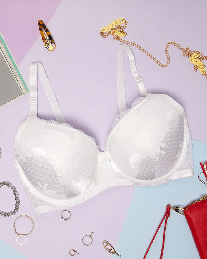 Codzienne^Royalfashion biustonosz z ozdobną koronką biały