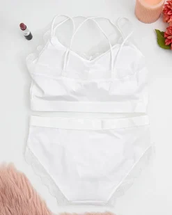 Komplety Bielizny^Royalfashion damski komplet bielizny z koronką biały