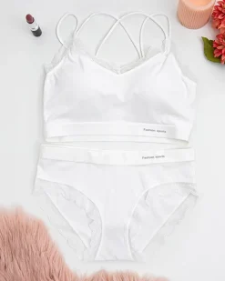 Komplety Bielizny^Royalfashion damski komplet bielizny z koronką biały