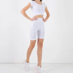 Spodenki 3/4|Krótkie Spodenki^Royalfashion damski komplet sportowy biały