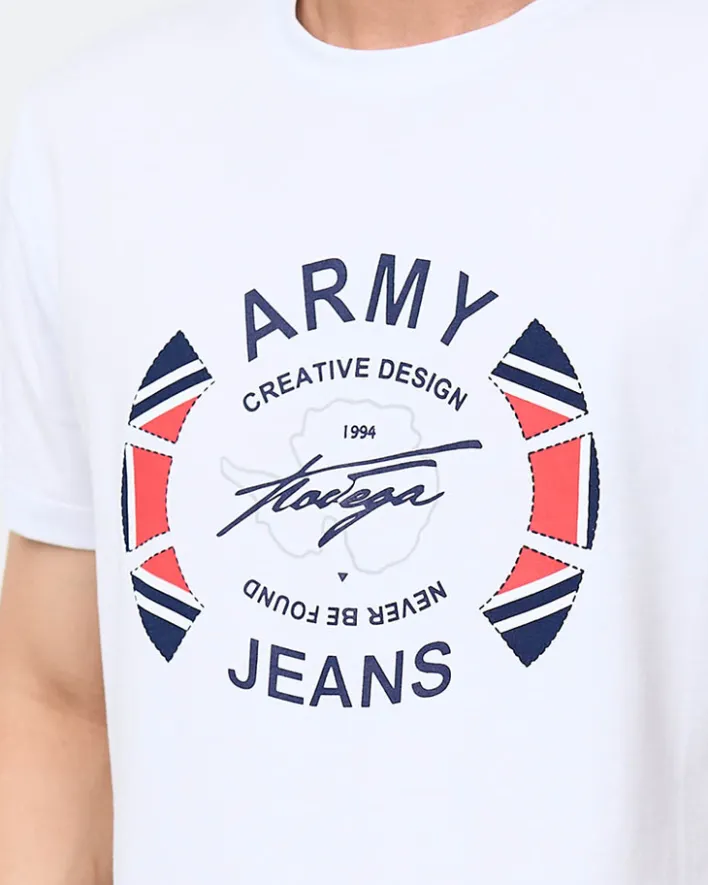 Bluzki^Royalfashion męski t-shirt z nadrukiem biały