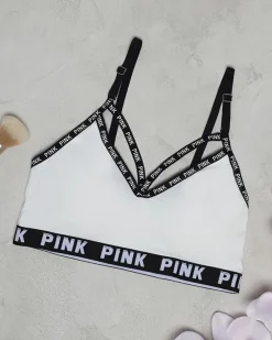 Sportowe^Royalfashion sportowy stanik damski z napisami biały