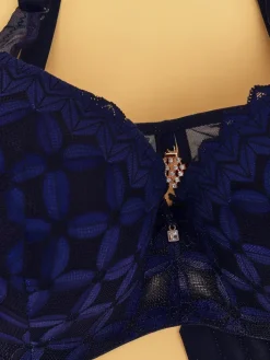 Codzienne^Royalfashion Biustonosz damski usztywniany z koronką Granatowy