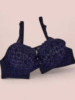 Codzienne^Royalfashion Biustonosz damski usztywniany z koronką Granatowy