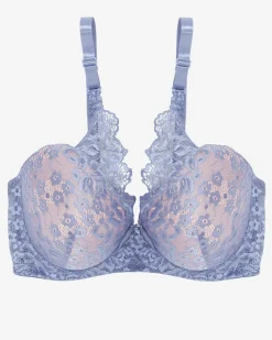 Codzienne^Royalfashion Biustonosz z fioletowo-niebieską koronką różowy