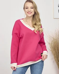 Bluzy^Royalfashion Bluza damska z ociepleniem w kolorze fuksjowym ciemnoróżowy