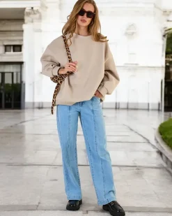 Bluzy^Royalfashion Bluza damska oversize beżowy