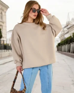 Bluzy^Royalfashion Bluza damska oversize beżowy