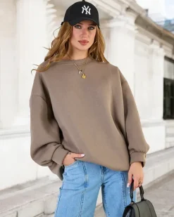 Bluzy^Royalfashion Bluza damska oversize jasny brązowy