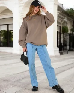 Bluzy^Royalfashion Bluza damska oversize jasny brązowy