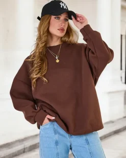 Bluzy^Royalfashion Bluza damska oversize Ciemnobrązowy