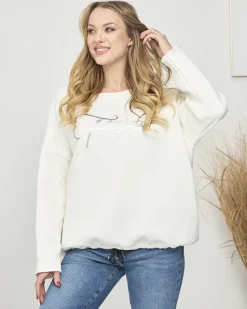 Bluzy^Royalfashion Bluza damska z napisem w kolorze m biały
