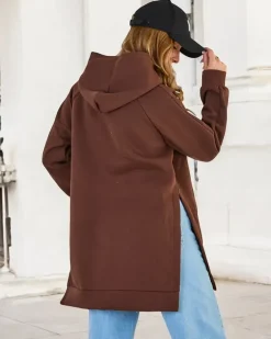 Bluzy^Royalfashion Bluza damska oversize Ciemnobrązowy