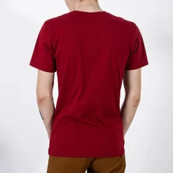 Bluzki^Royalfashion Bordowa bawełniana koszulka męska z printem Bordowy