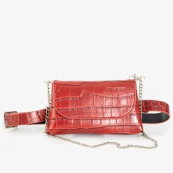 Nerki I Saszetki|Wieczorowe^Royalfashion Bordowa torebka typu nerka a'la skóra węża Bordowy