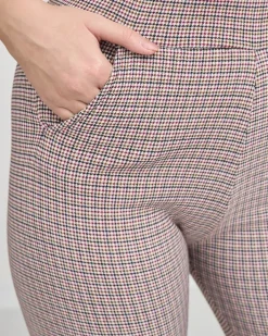 Legginsy / Tregginsy^Royalfashion Bordowo- czarne ocieplane damskie tregginsy w kratkę Bordowy