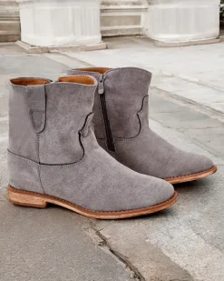 Botki Z Grubym Ociepleniem^Royalfashion Botki a'la kowbojki na krytym koturnie Patorias gołębi szary