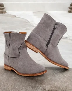 Botki Z Grubym Ociepleniem^Royalfashion Botki a'la kowbojki na krytym koturnie Patorias gołębi szary