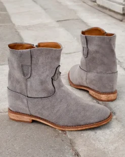 Botki Z Grubym Ociepleniem^Royalfashion Botki a'la kowbojki na krytym koturnie Patorias gołębi szary